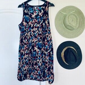 Cotton On Watercolor Print Lightweight Shift Silk Dressy Tank Slip Dress | L